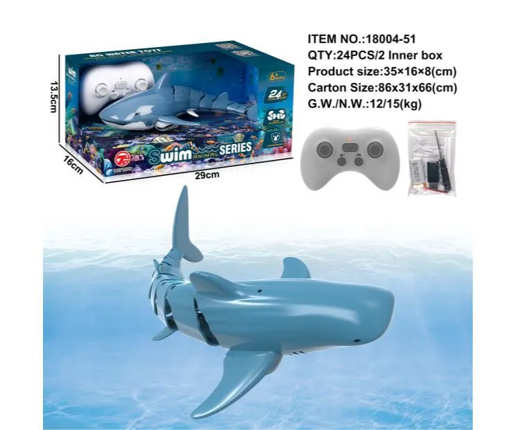 (2.4G) REMOTE CONTROL WATER PLAY BLUE SHARK (FISH PACK 3.7V 700MAH SOFT PACK BATTERY)