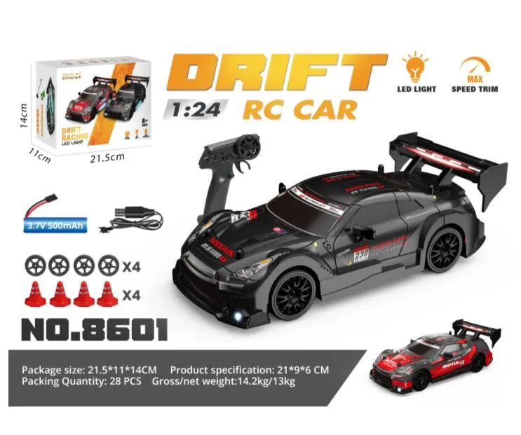 1: 24- Half Scale GTR Drift Remote Control Car - Red/Black